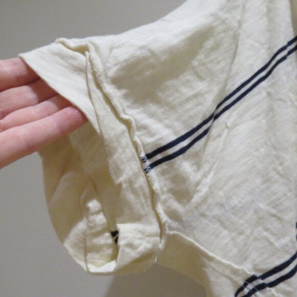 FREE PEOPLE WE THE FREE Jaydon V-Neck Boxy Oversized T Shirt White Black Stripe - Picture 6 of 13